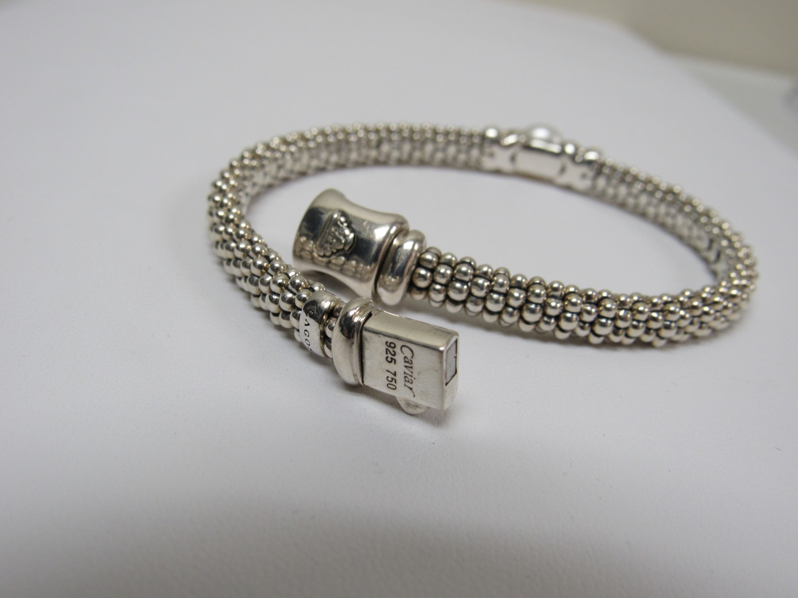 Designer LAGOS Sterling Silver 18K 6mm Luna Pearl Caviar Rope Bracelet