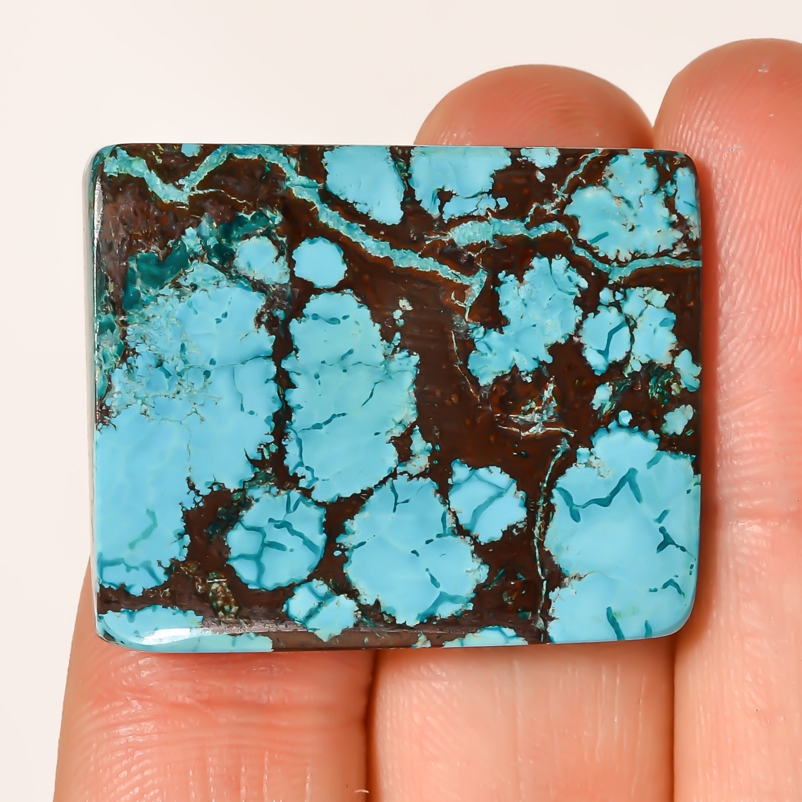 50.75 CTS Beautiful NATURAL TIBET TURQUOISE Cushion Cabochon Gemstone 26X31X5 mm