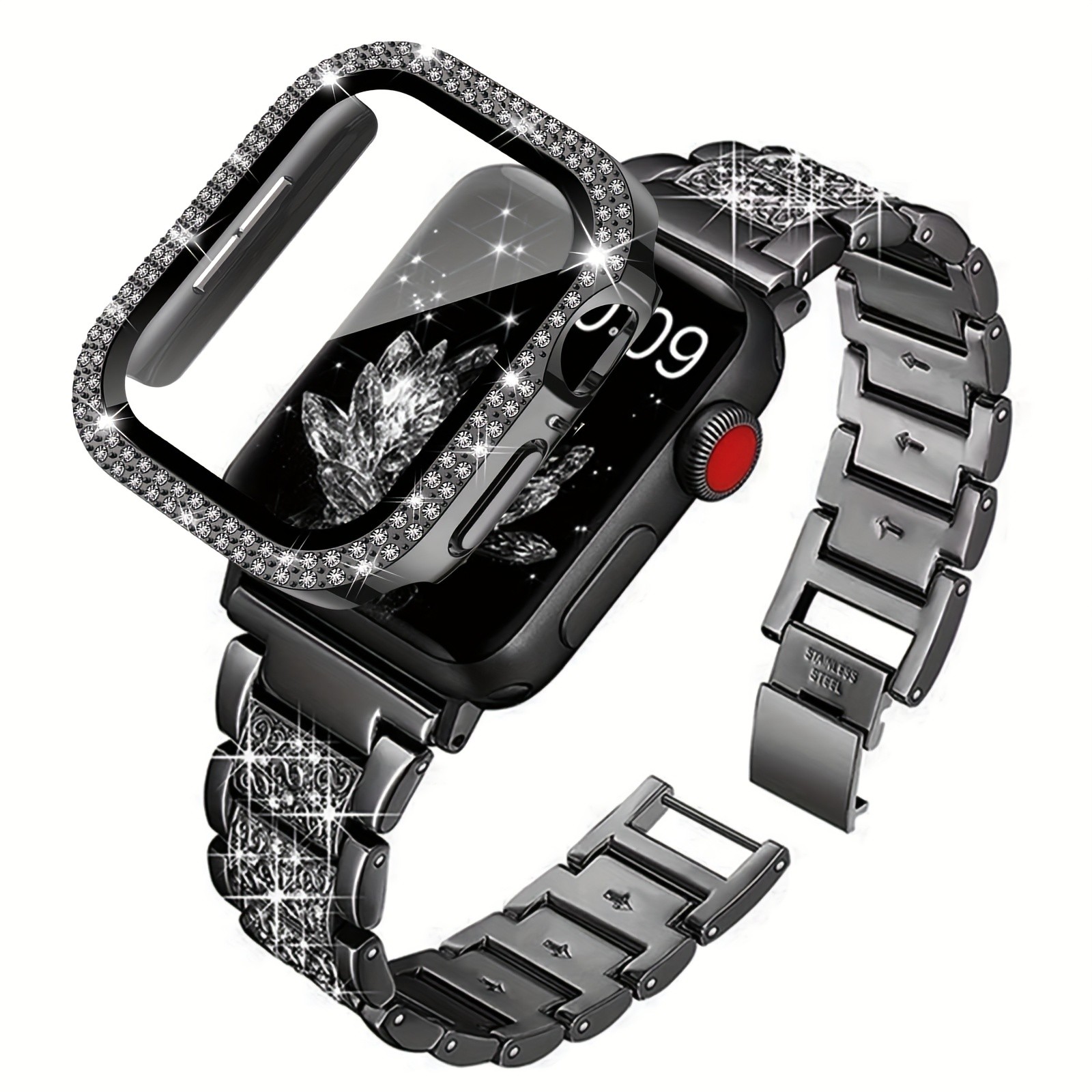 For Apple Watch Series SE/11/10/9/8/7/6/5/4 Bling Case+Band 40mm/42mm/46mm/44mm