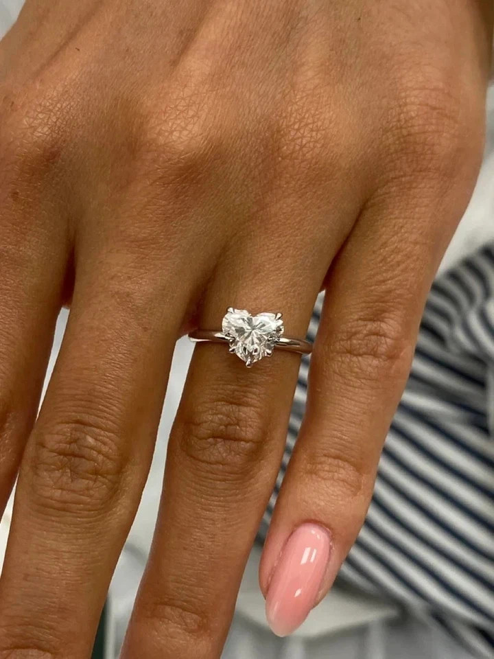 Diamond Wedding Ring IGI Heart Cut 2 Carat 14k White Gold Lab Grown E F VVS CVD