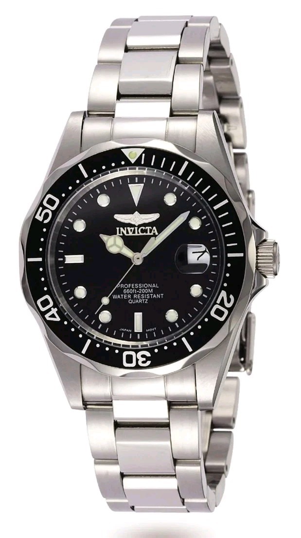 Invicta Pro Diver 37.5mm Black Dial Stainless Steel Watch 8932