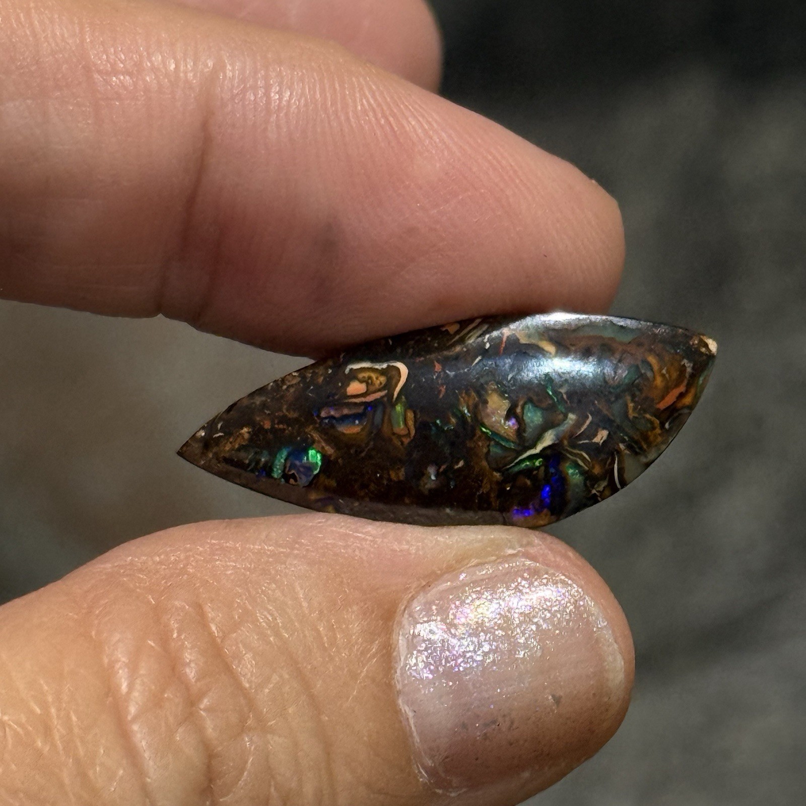 11ct 29×11.4×3.85mm Colorful Australian Koroit Boulder Opal Cabochon Gem