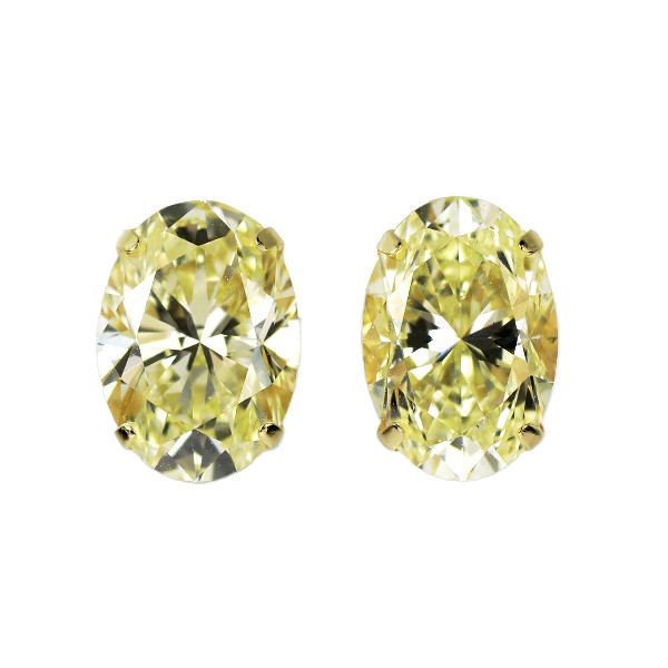 Brand New K18YG Oval Diamond Earrings 2.031ct VLY/LY VS1/VS2 Studs [ESCORE] free