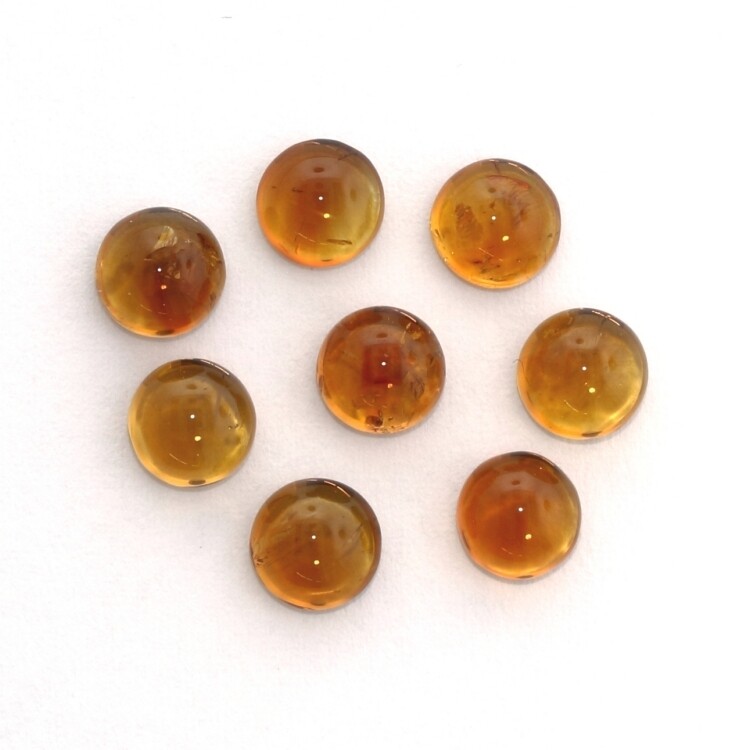 NATURAL MADEIRA CITRINE 3 MM ROUND CUT CABOCHON 10 PIECE SET F-4824