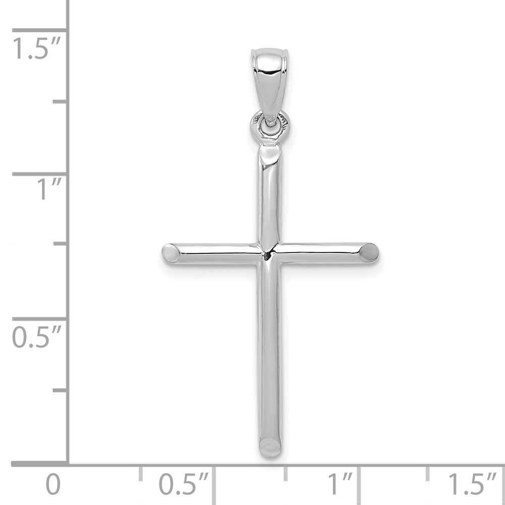10k White Gold Tubular Cross Pendant L-35.6 mm, W-19 mm