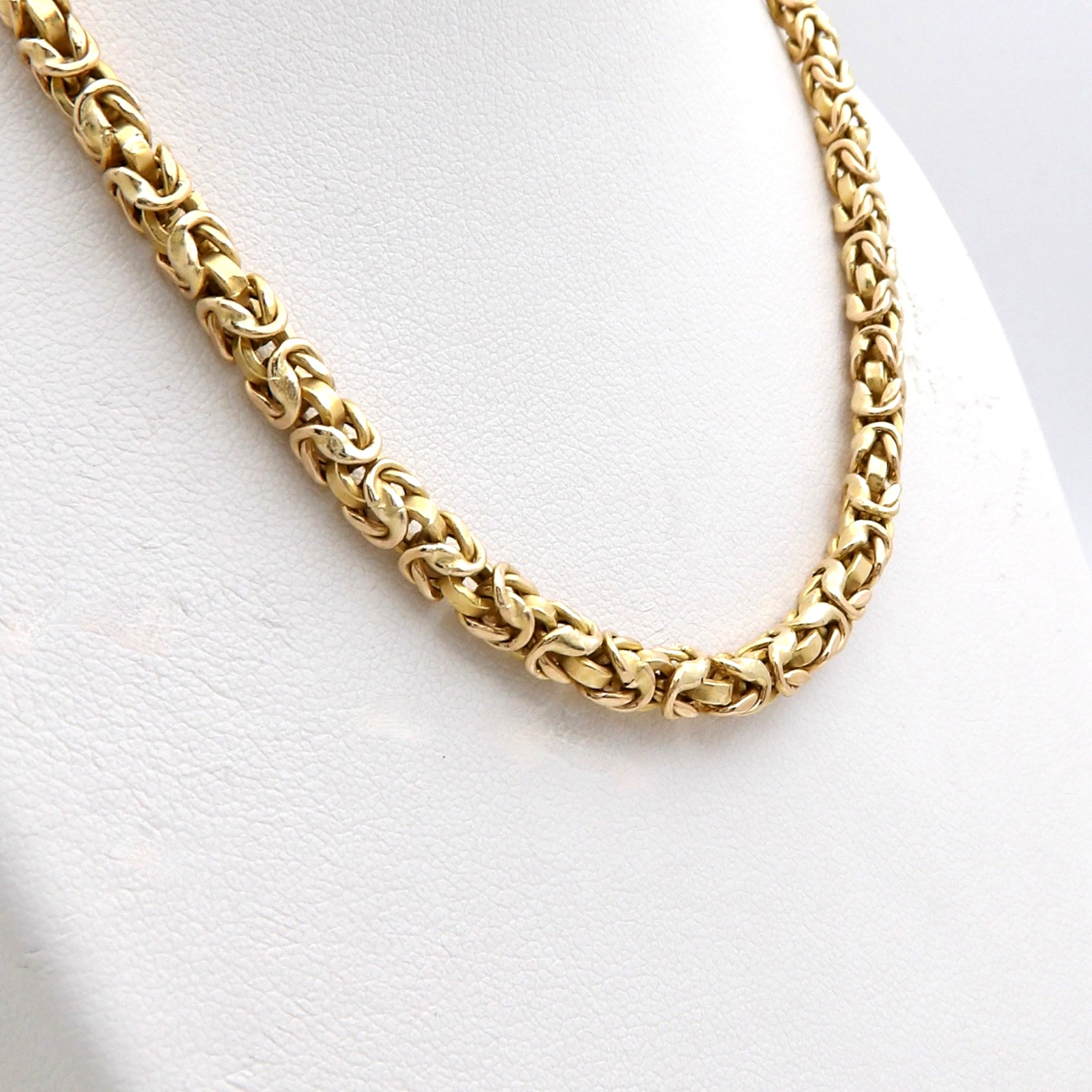 Solid 14k Gold Round Byzantine Link Tukrish Rope Chain Necklace 18.5in Italy