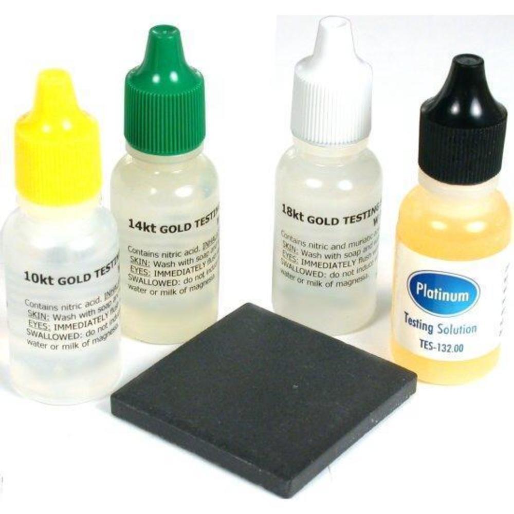Gold Test Acid 10K 14K 18K Platinum & Jewelers Jewelry Testing Stone Kit