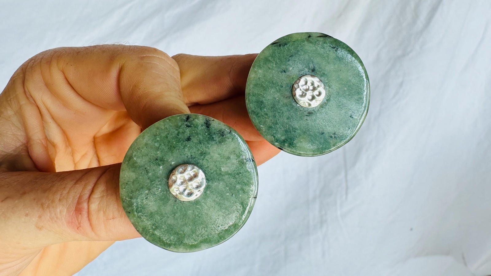 Guatemalan Jade Earrings. Sterling Silver. Handmade. 2858