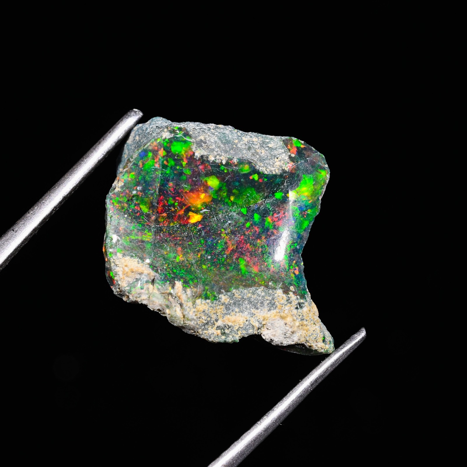 10 Ct Black Ethiopian Opal Rough, Jewelry Grade Welo Opal Rough, Multi Fire Opal