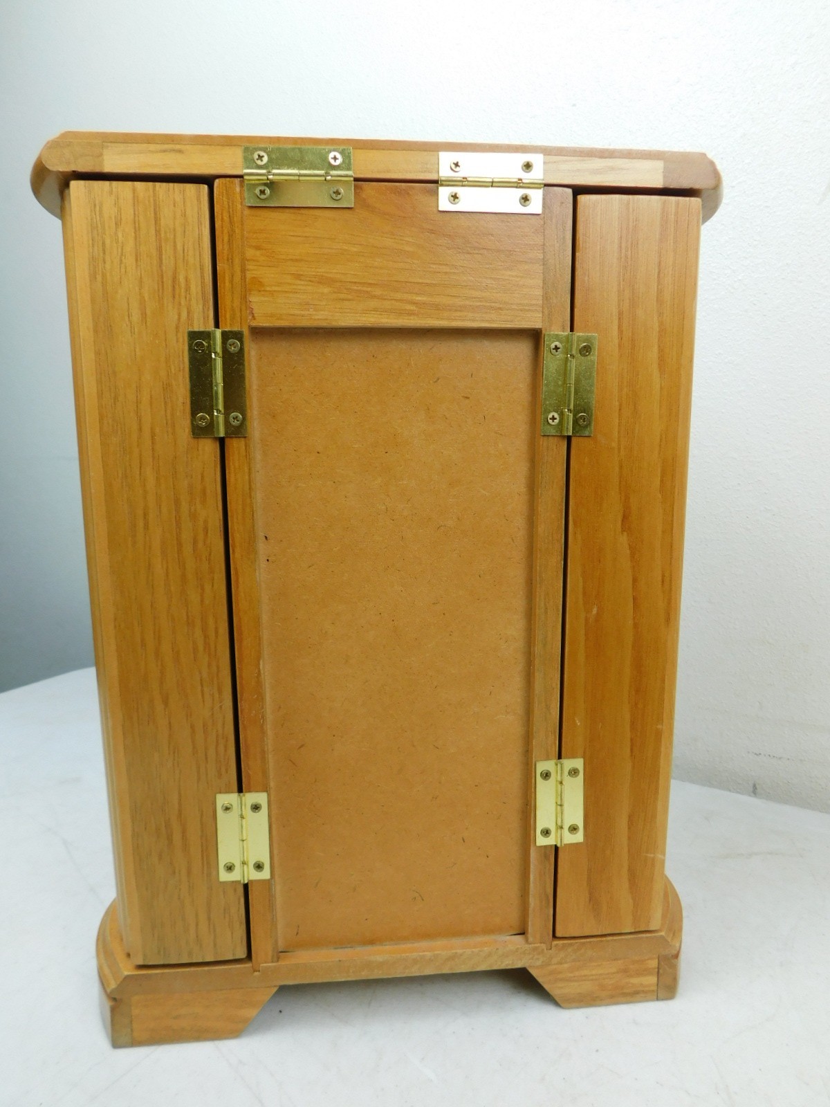 MELE Table Top Jewelry Box Armoire Swing Doors Chest Cabinet Wooden w Mirror