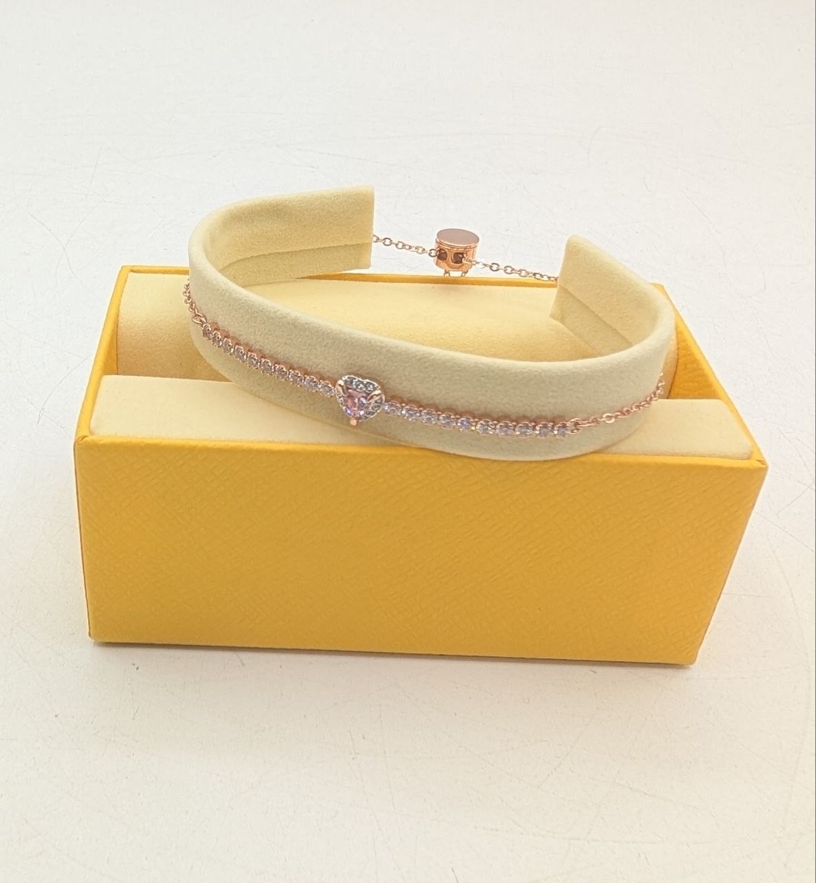 Swarovski One Heart Bracelet Pink Crystal Rose Gold 9.5in