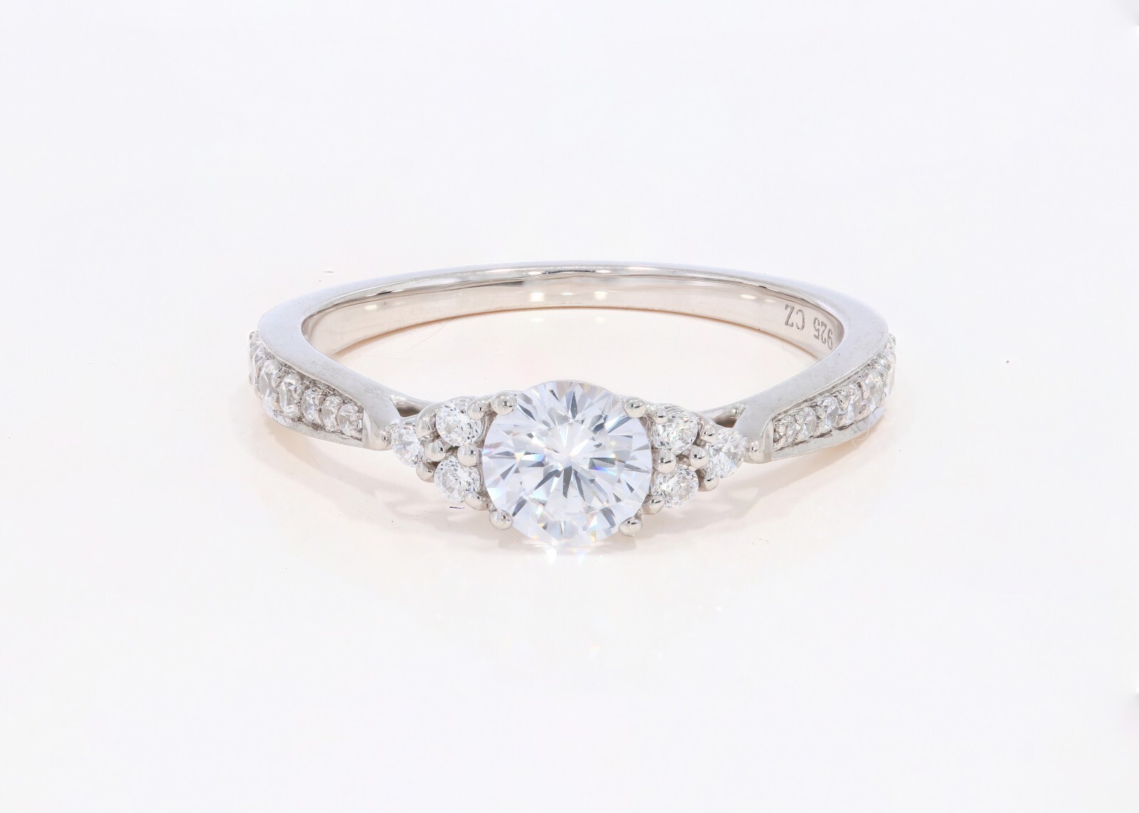 0.97 Carat Round Lab Grown Diamond Ring 14k White Gold Certified