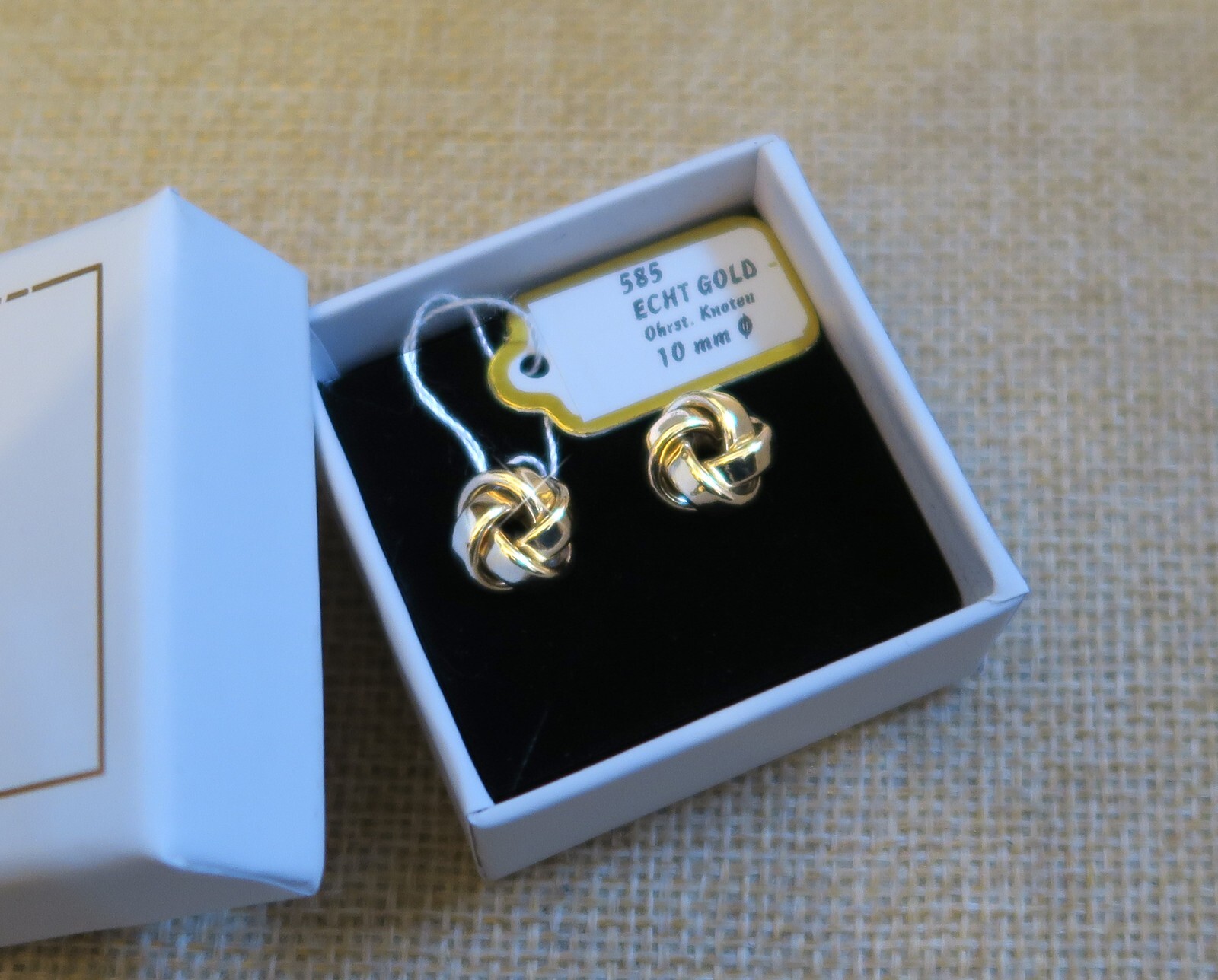 585 REAL GOLD *** stud earrings knot 10 mm Ø