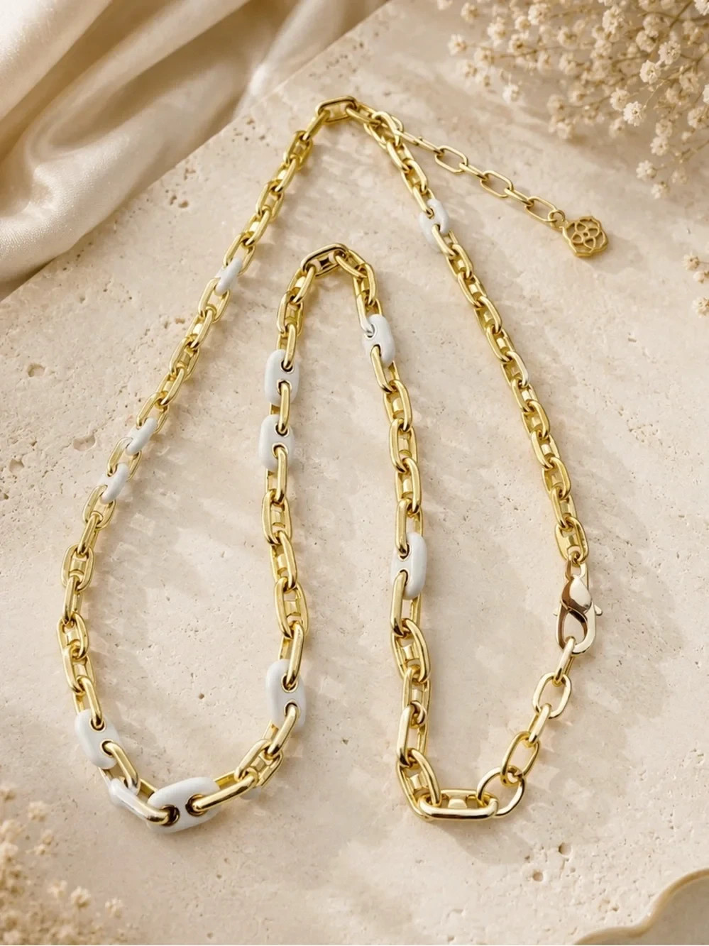 Kendra Scott Bailey Gold & White Mix Chain Necklace