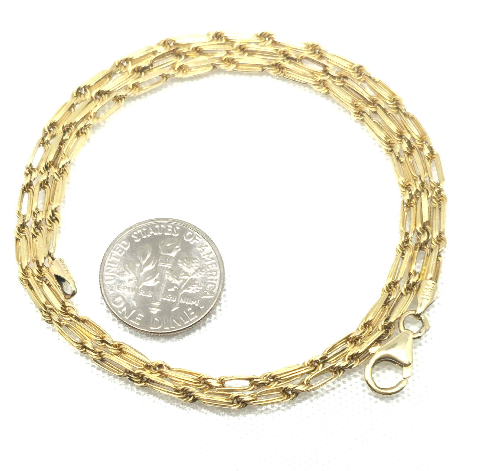 HMS Italy So1id Real 14K Yellow Gold Figarope Rope Chain Necklace 18 inch 8gr