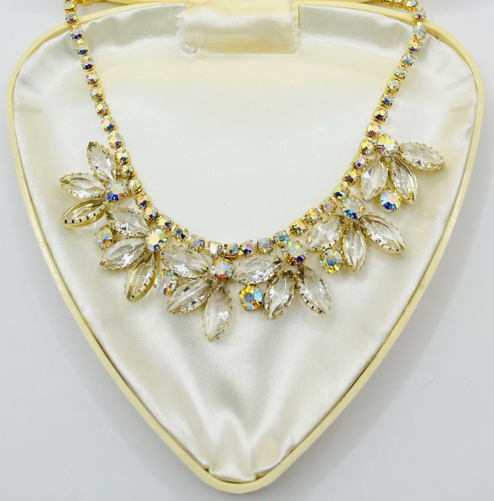🔥Vint. AB Clear-Champagne Rhinestone Necklace Not Signed (was $99)