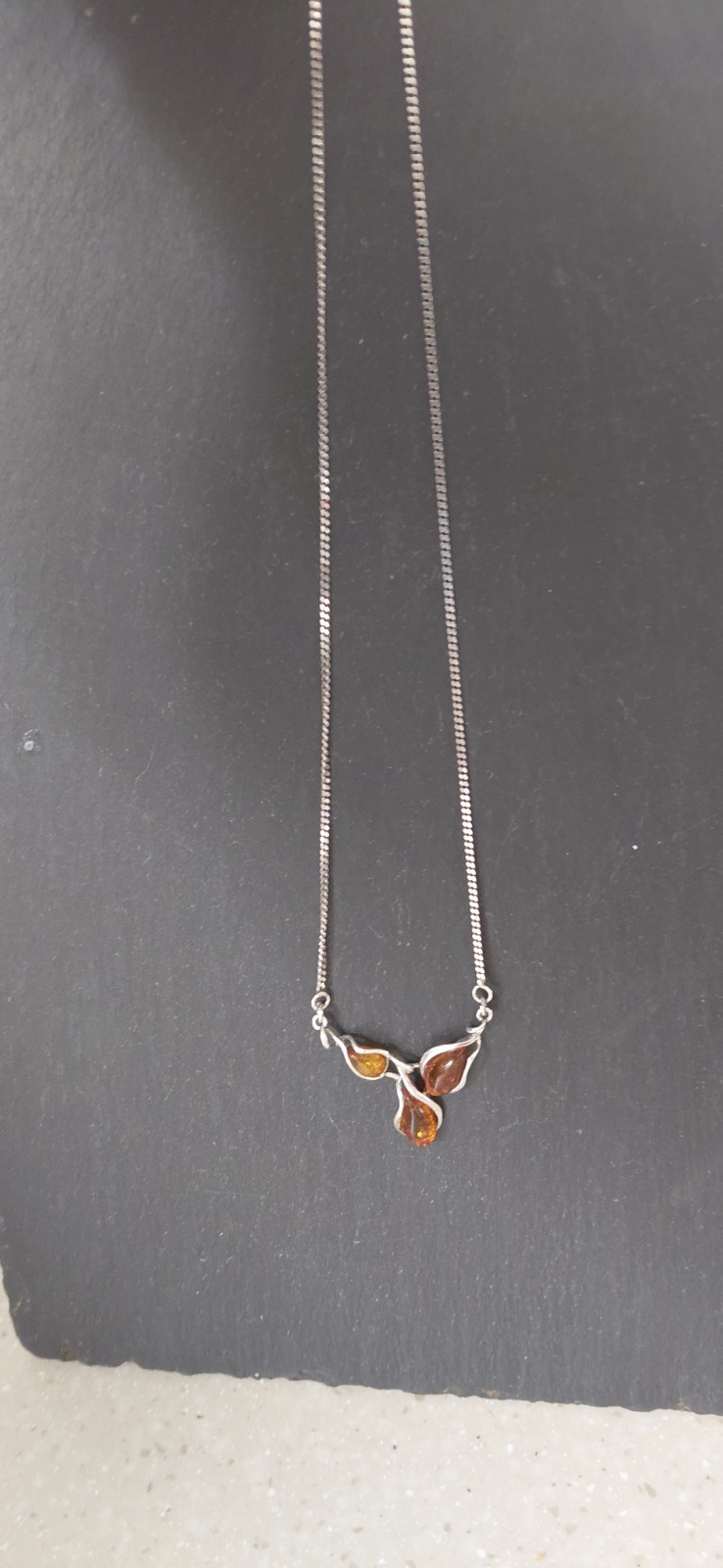 Vintage 1976 925 Sterling Silver & Baltic Amber Necklace and Earrings