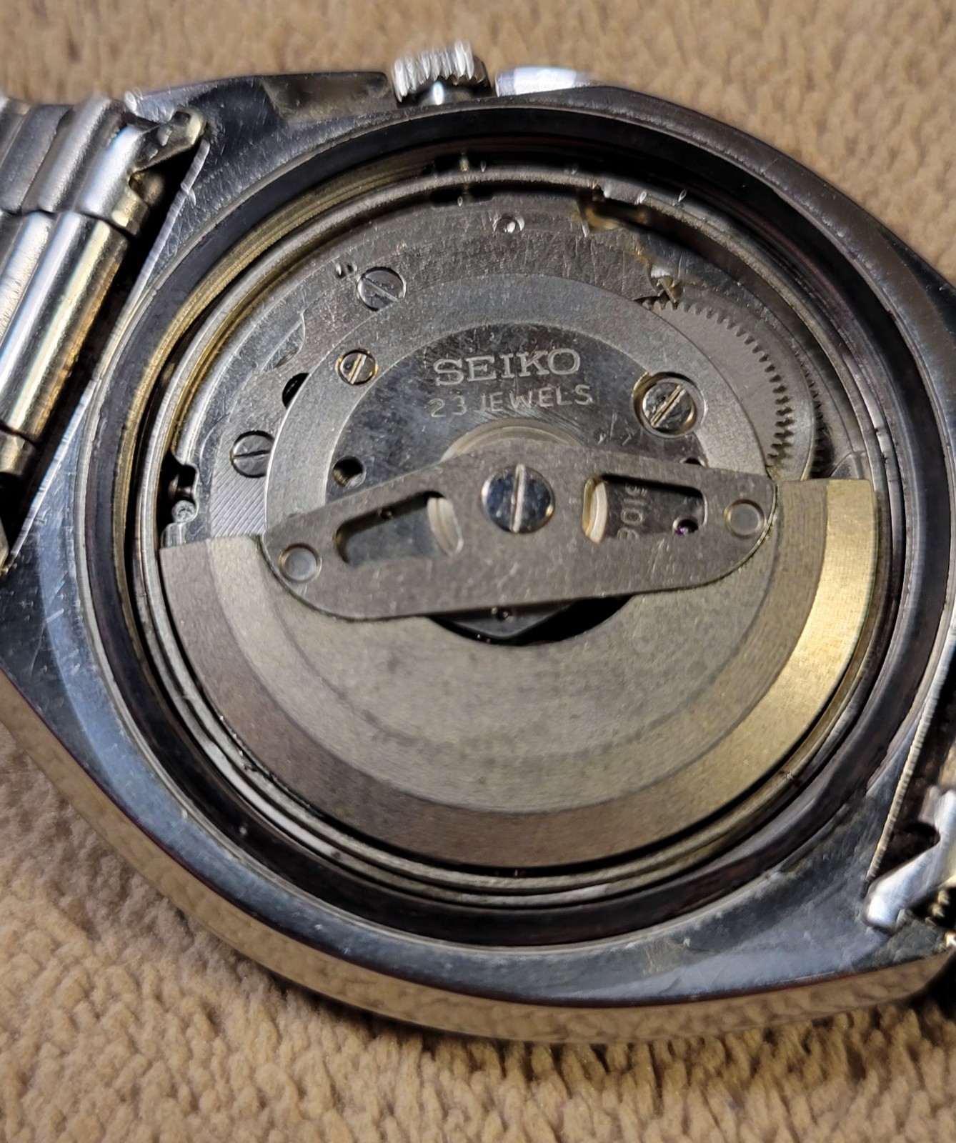 Vtg 70s Seiko 5 Actus 38mm Automatic Men’s Watch Blue Dial SS Daydate 6106-7700