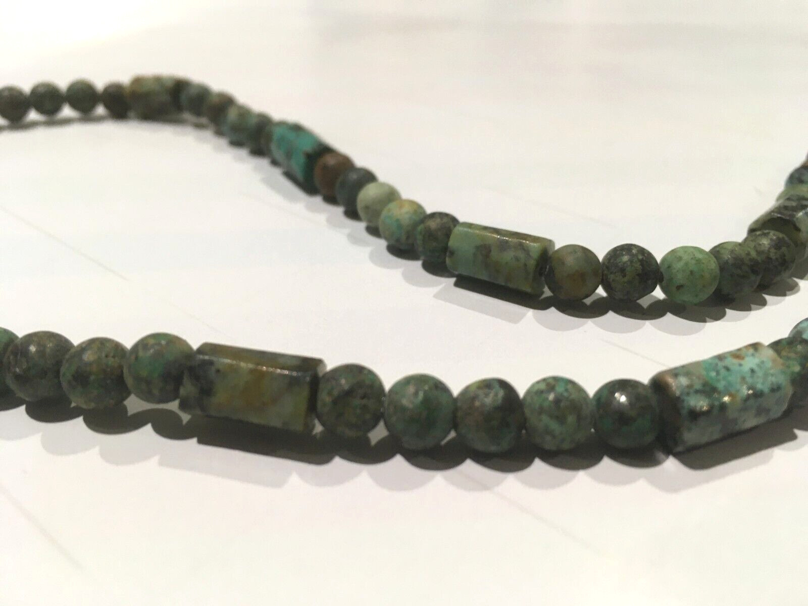 Men’s Sterling Silver Natural African Turquoise Necklace 18″