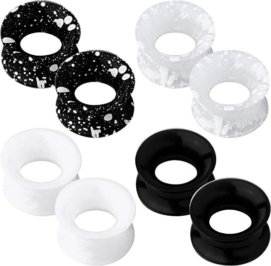 2Pcs Ultra Thin Ear Tunnel Plugs Hollow Silicone Ear Gauge Expander Soft Earlets
