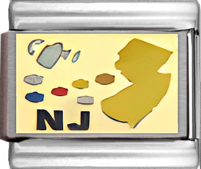 New Jersey State Outline Enamel 9mm Italian Charm Bracelet Link Travel State