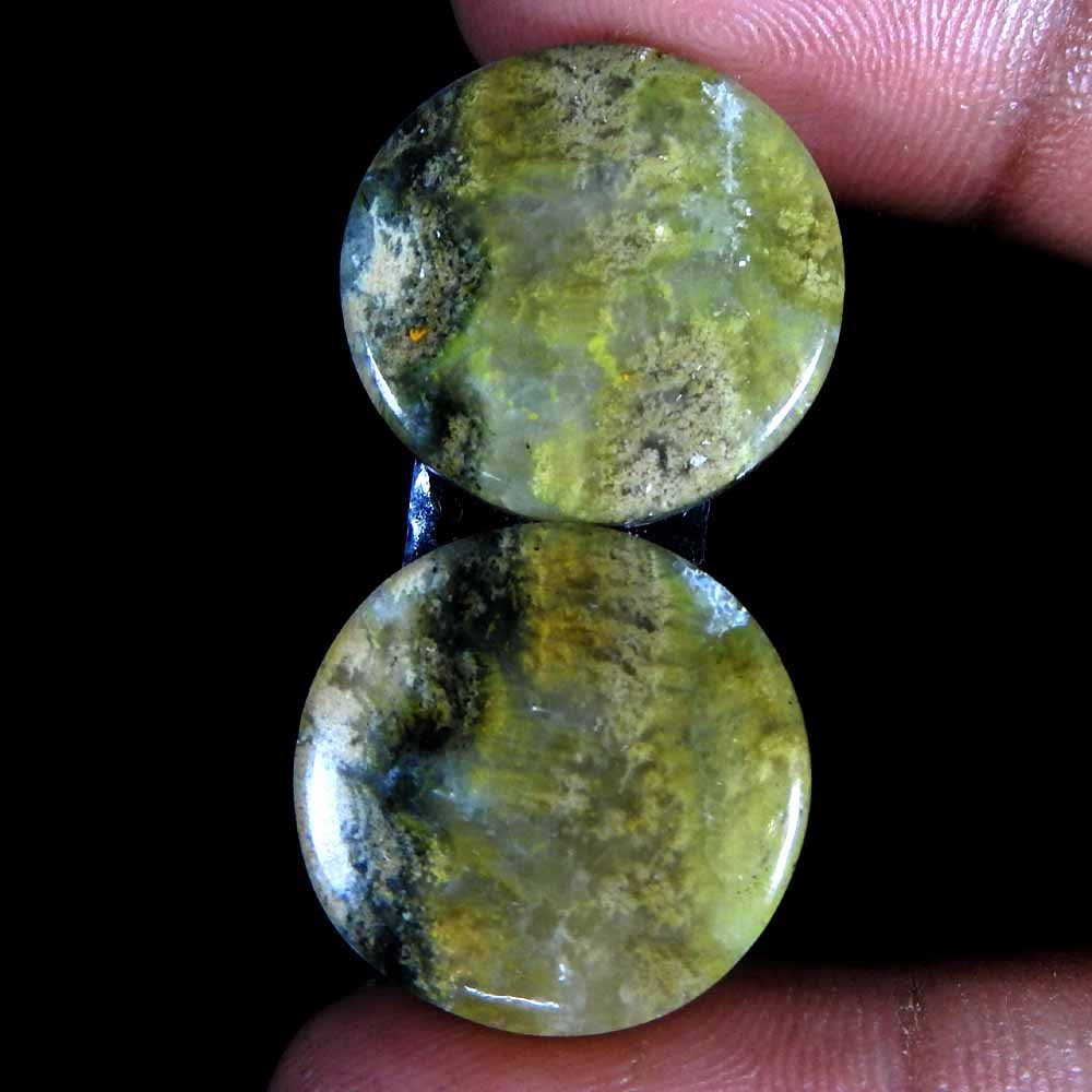 34.15Cts100%Natural Top Bumble Bee Jasper Round Pair Cabochon Loose Gemstone