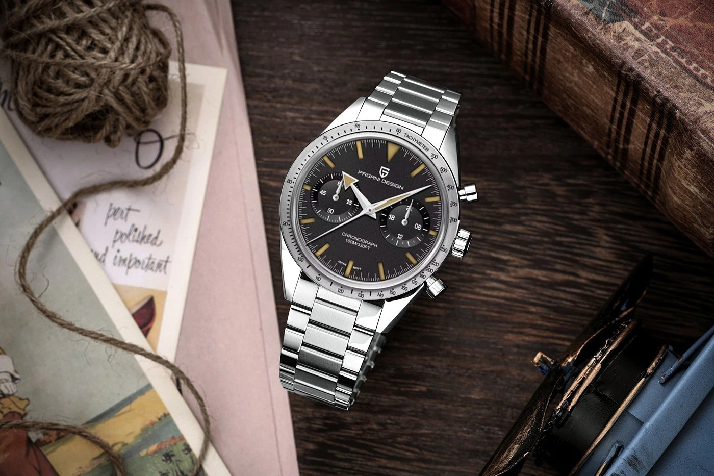 LUXURY PAGANI DESIGN VK64 Moon Quartz Watch Men Retro Speed Chronograph Sapphire
