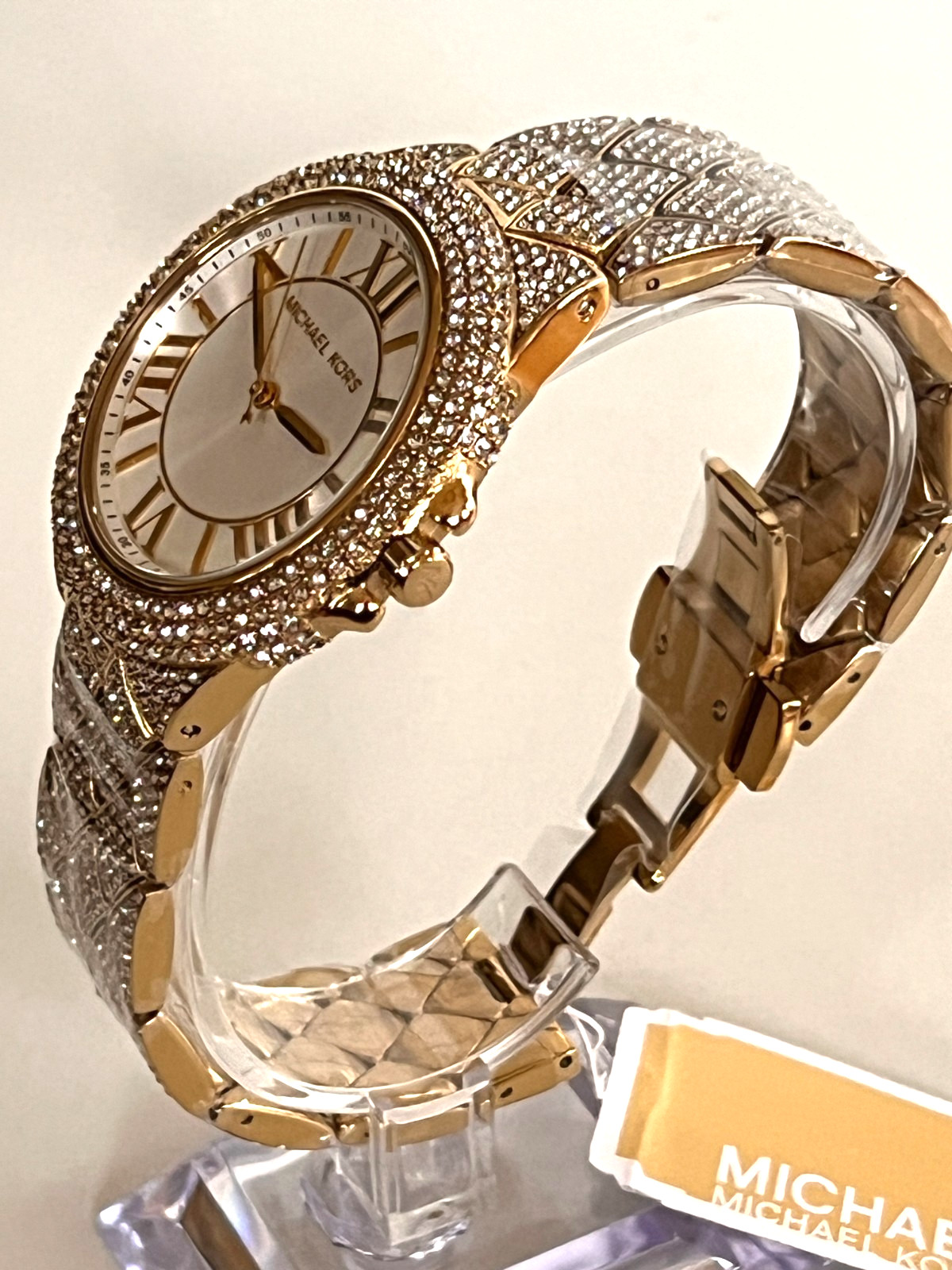MICHAEL KORS MK4800 CAMILLE Gold-Tone Pave Crystals Unisex Watch BNWT/GBox $450