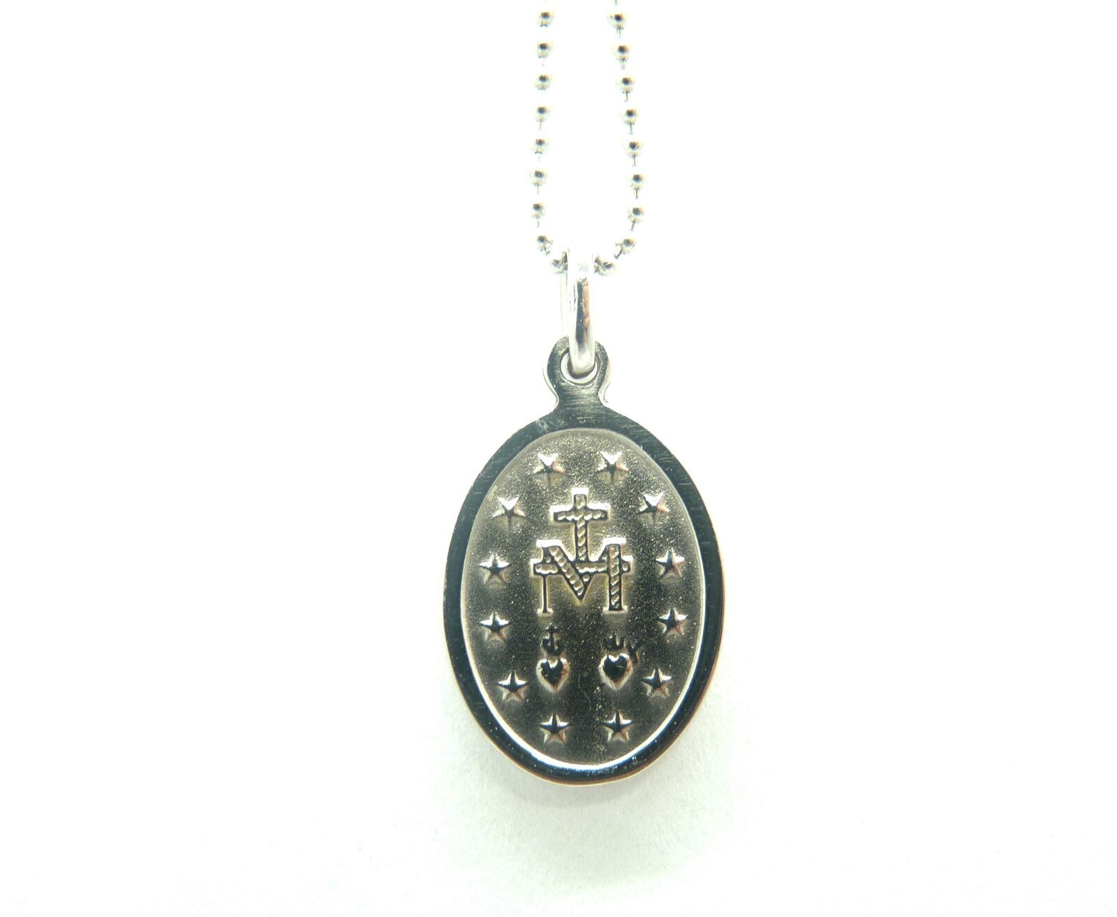 Madonna Pendant 750 18K White Gold 17mmx11mm Length 37cm