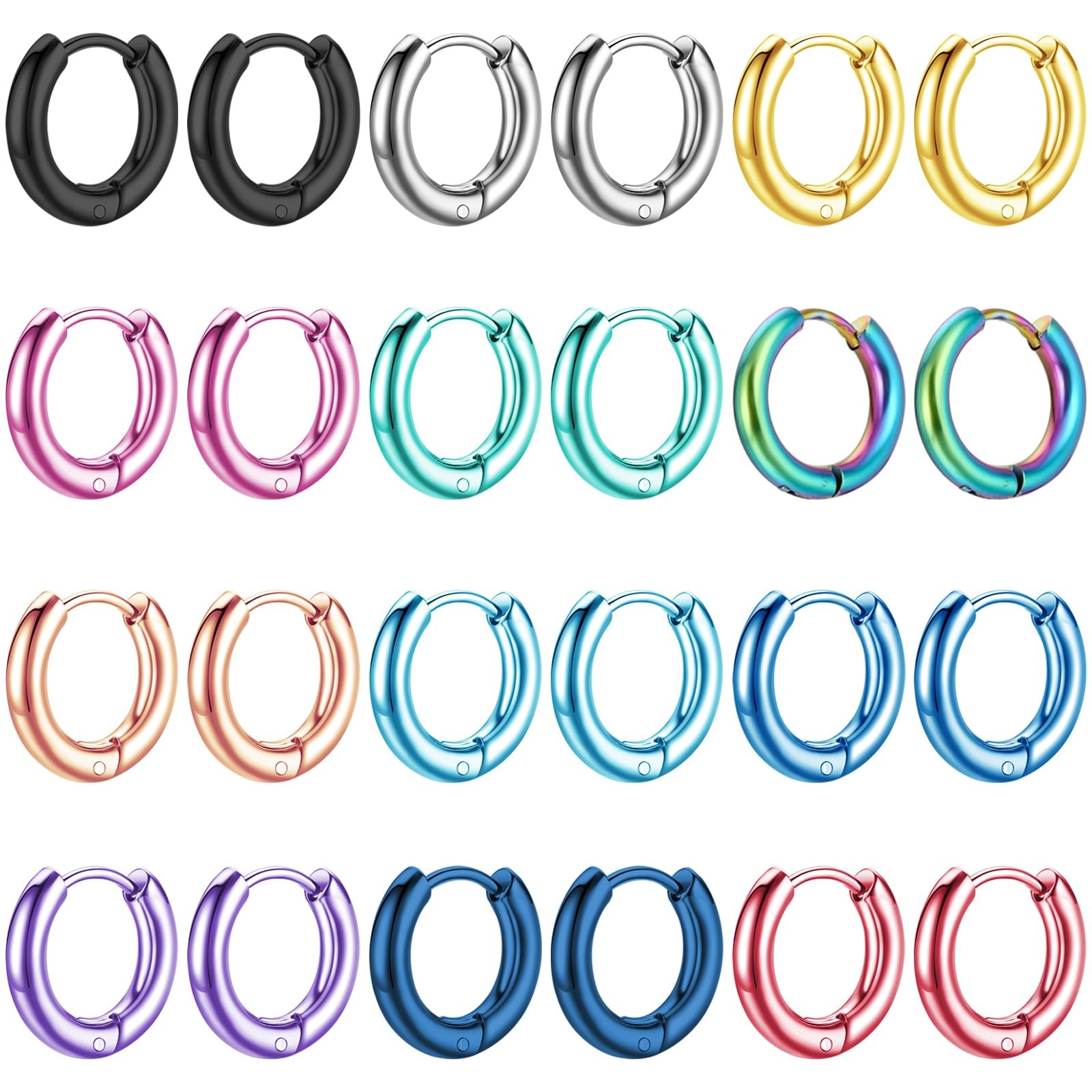 NEWITIN 12 Pairs Surgical Stainless Steel Hoop 8 millimeters, Classic