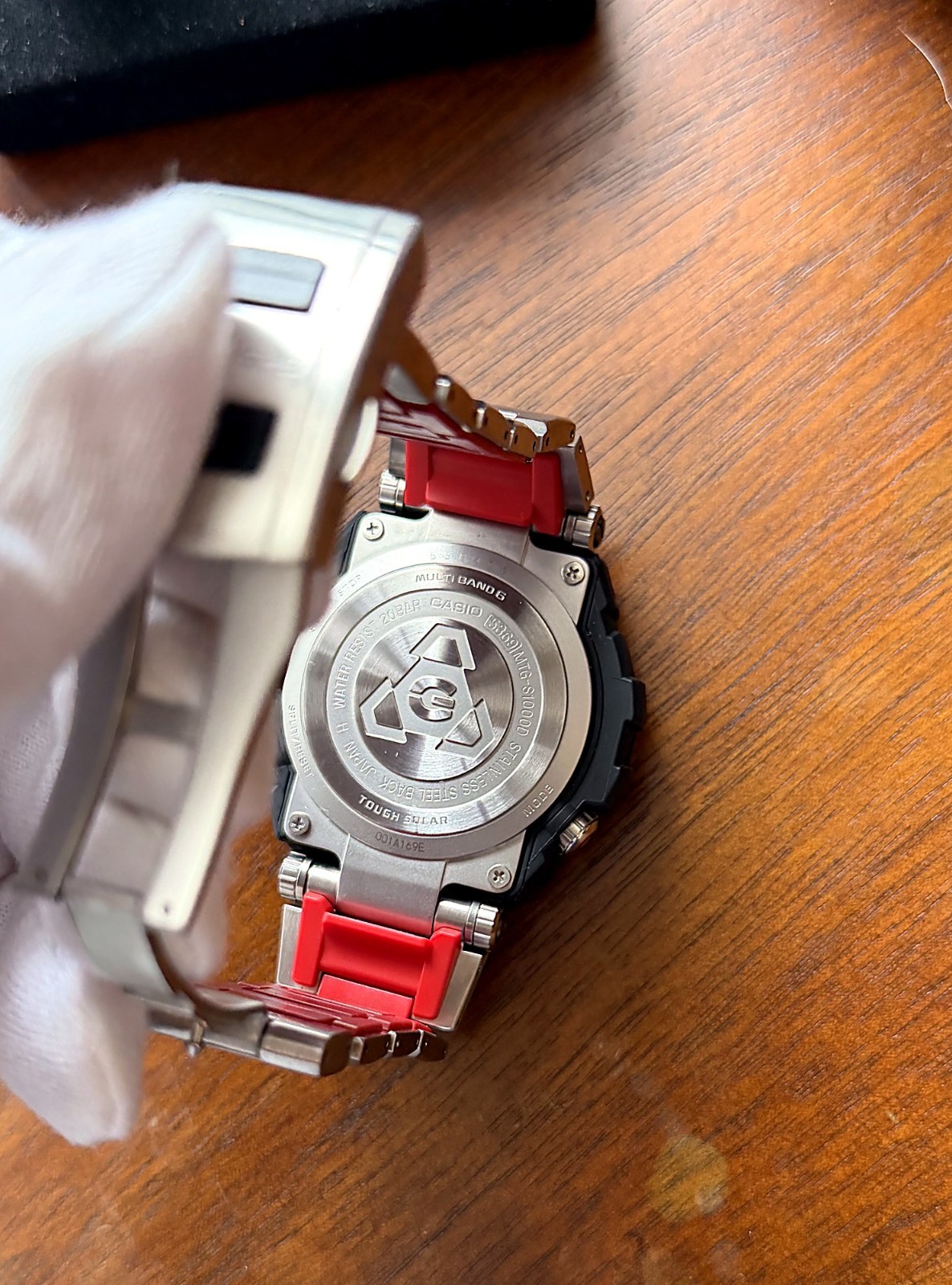 Casio G-Shock MT-G MTG-S1000D Silver with red accents Tough Solar Multi-Band 6 R