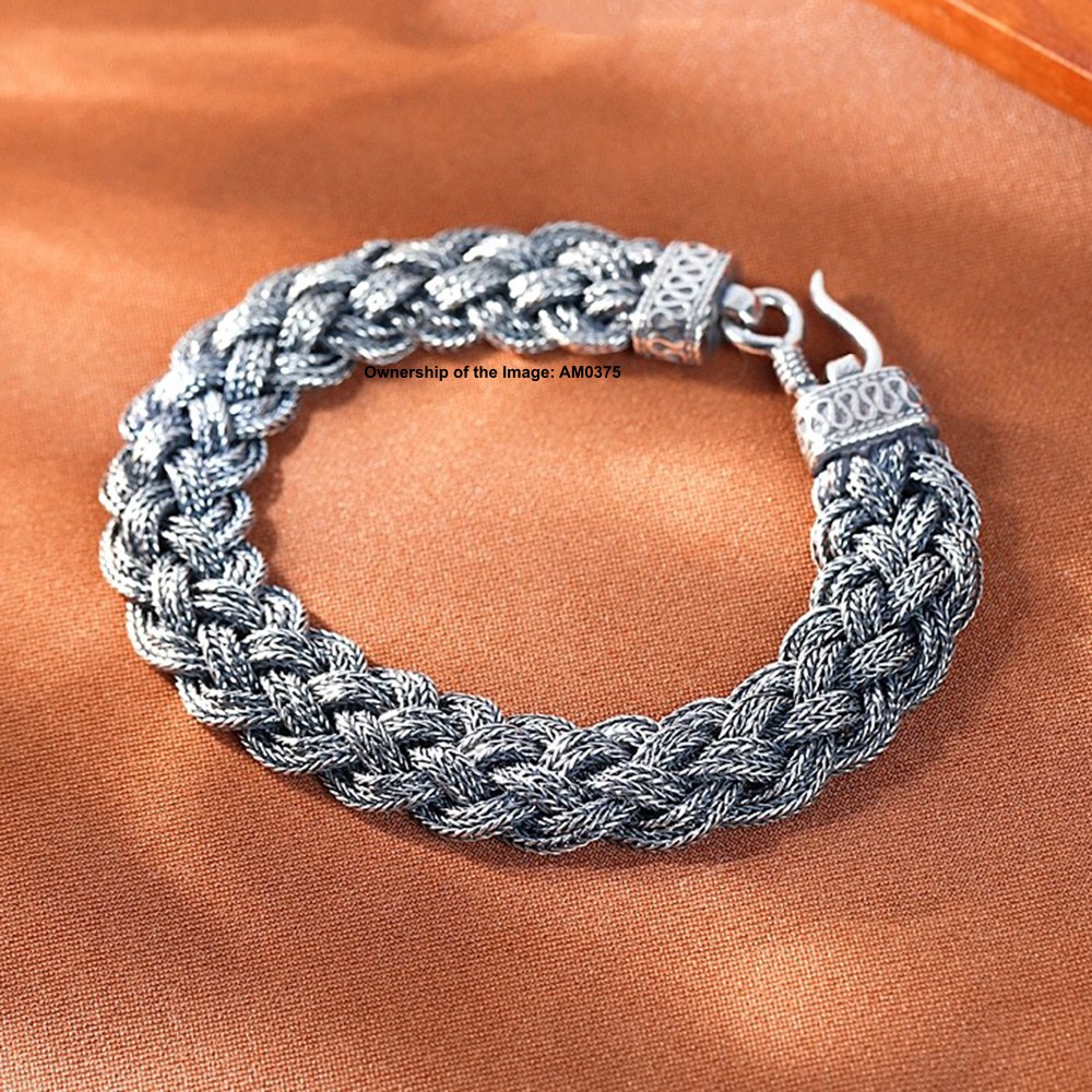 Pure 925 Sterling Silver Wide Wheat Link Chain Bracelet – Braided Spiga Design