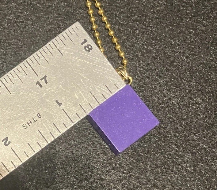Purple Block And Gold Toned Necklace, 18 Inch Chain, MiaChavi Geekery