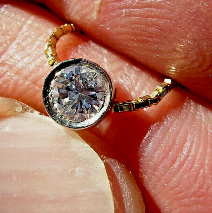 EARTH MINED DIAMOND Station Deco Pendant Necklaces SOLID 14K GOLD 18″ inch Chain