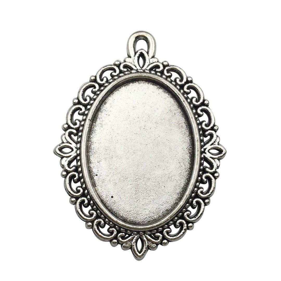 20pcs 18x25mm Oval Bezel Pendant Base 28x38mm (Pendant), (Tray), M116
