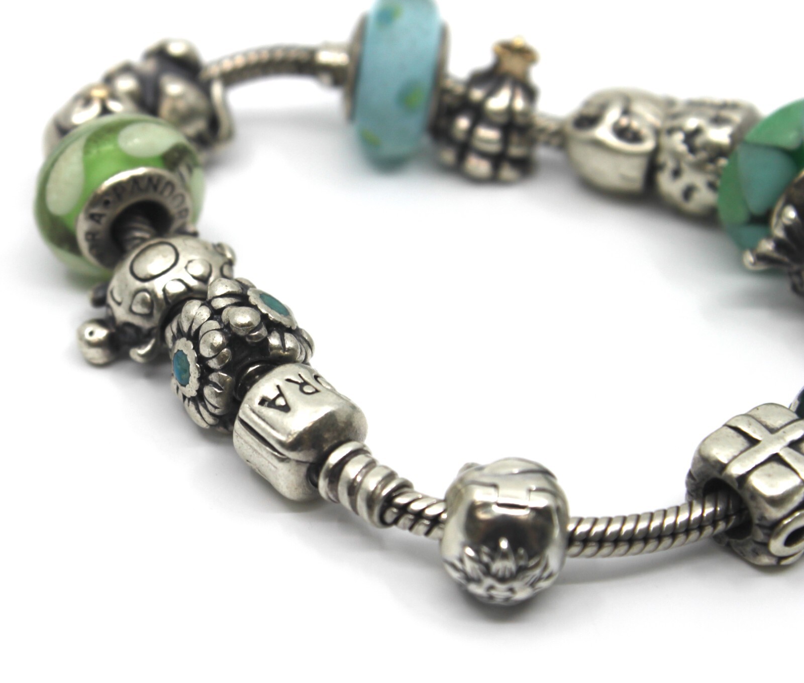 Sterling Silver Pandora 14 Charms Bracelet 7.5″inch Long