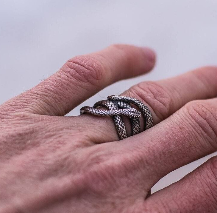 925 Silver Plated Vintage Snake Ring – Royal Style Promise Ring for Christmas