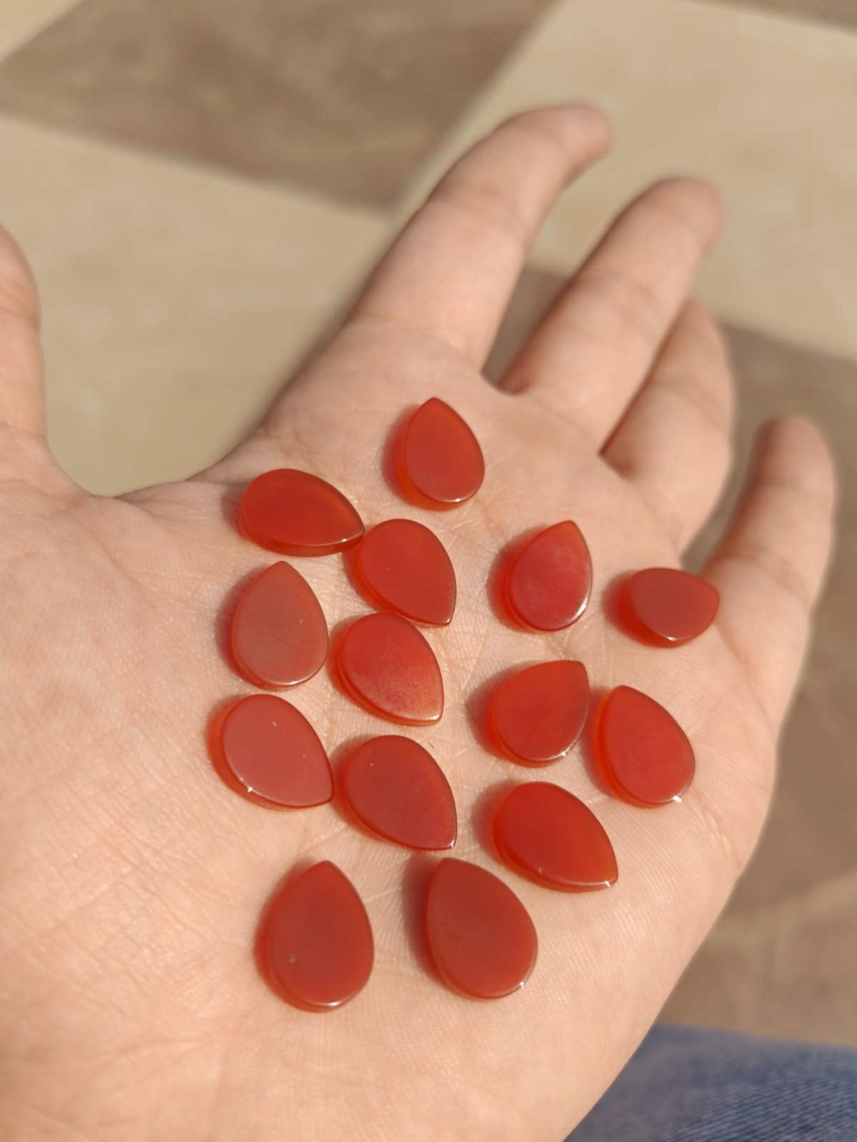 Natural Red Onyx Pear Bothside Flatback 10x14mm To 20x25mm Loose Gemstone