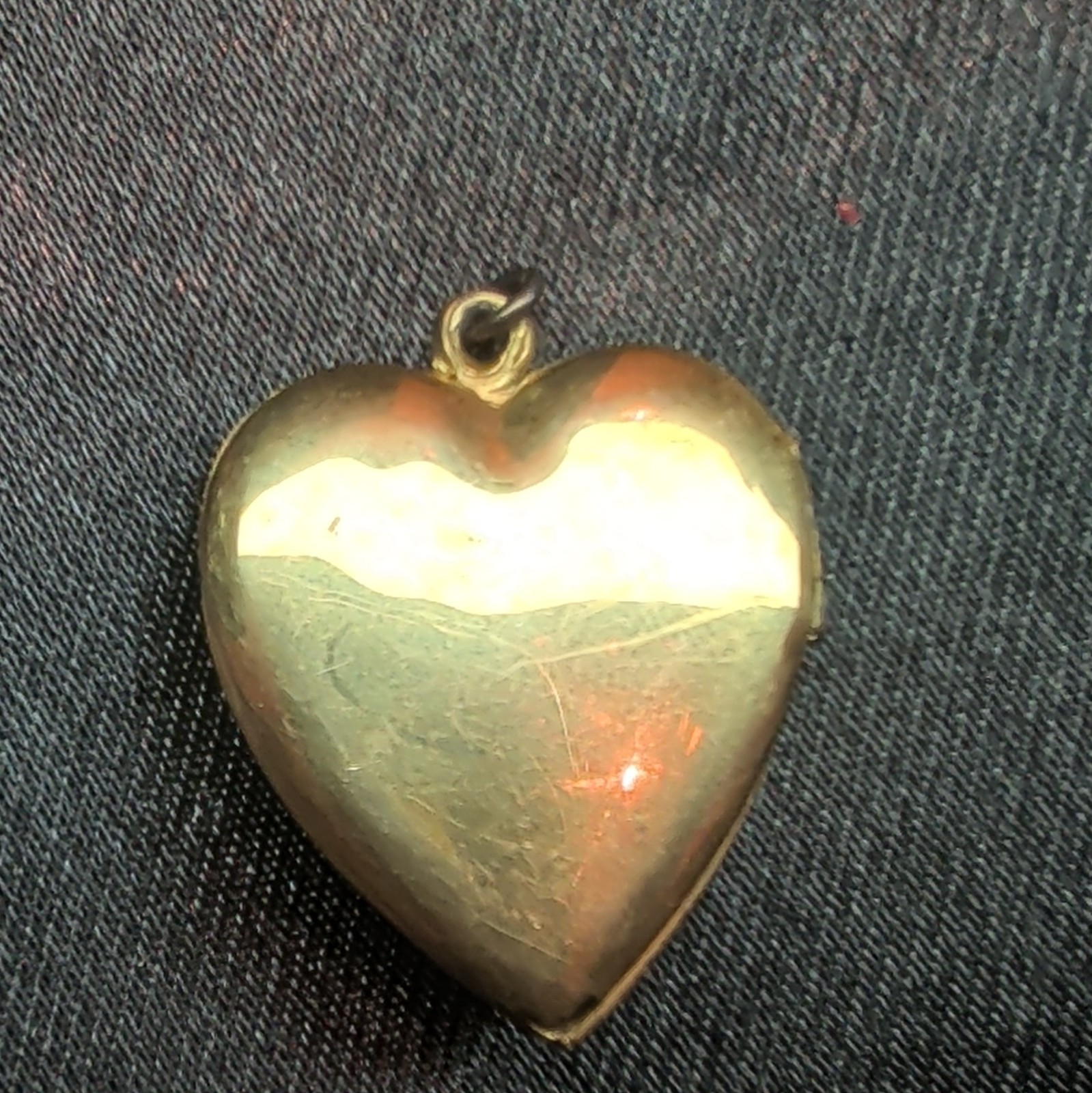 Yellow Gold Heart USN Anchor Locket Pendant, Signed, Nautical Military