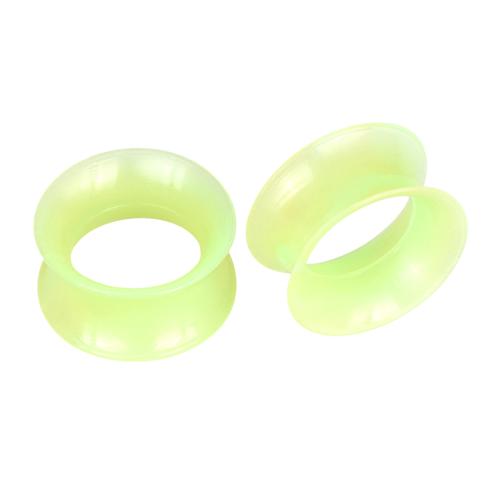 Pair of Thin Flexible Silicone Ear Skins Glow in the Dark/Glitter Flesh Tunnels