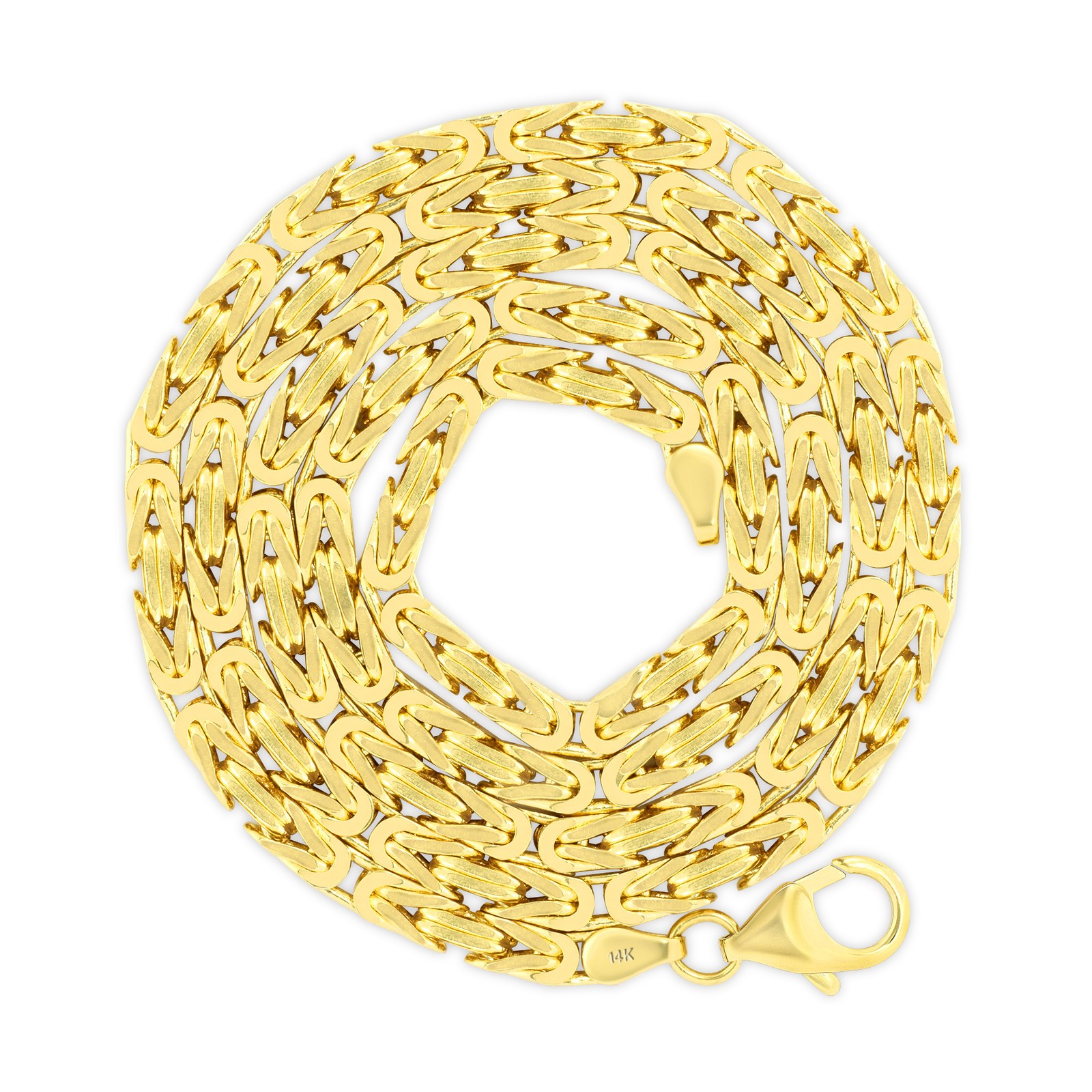 Mens 14K Yellow Gold Solid 3.5mm Byzantine Box Link Chain Pendant Necklace 22″