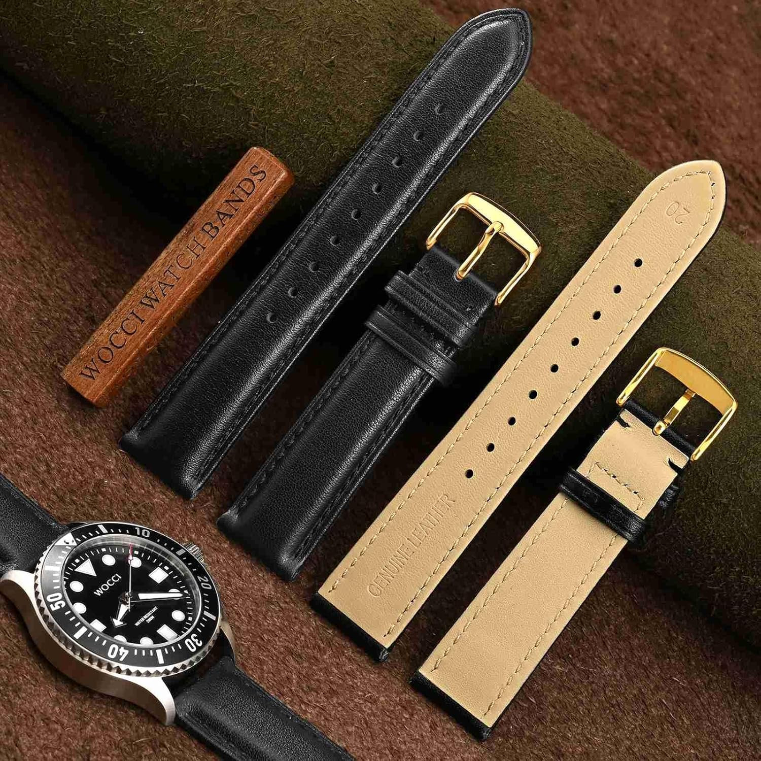 Correa Reloj Cuero Vintage 20mm Hombres Mujeres Hebilla Oro Negro Accesorios