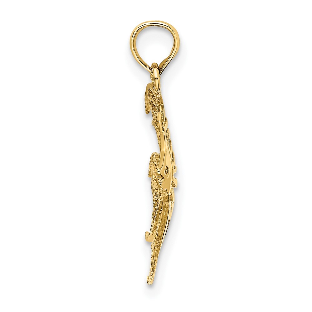 10K Yellow Gold Cut-Out Angelfish Shape Charm Pendant L-22.1mm, W-17.95mm