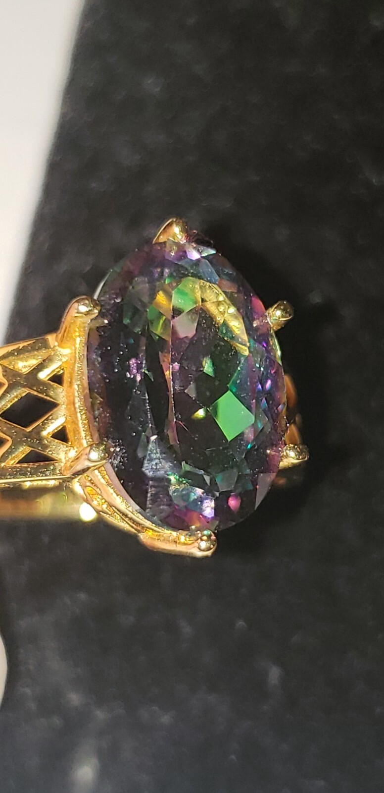 DK Ring Yellow Gold Plated Sterling Silver 925 Watermelon Rainbow Size 10.23