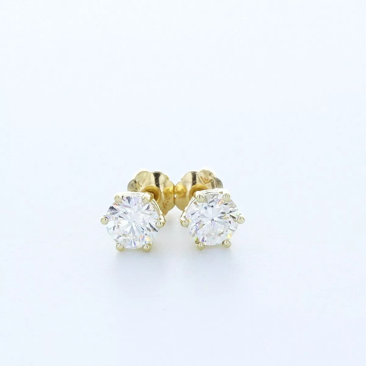 Stud Earrings Classic Solid 14K Yellow Gold 1.06 CT Round Natural Diamond E SI1