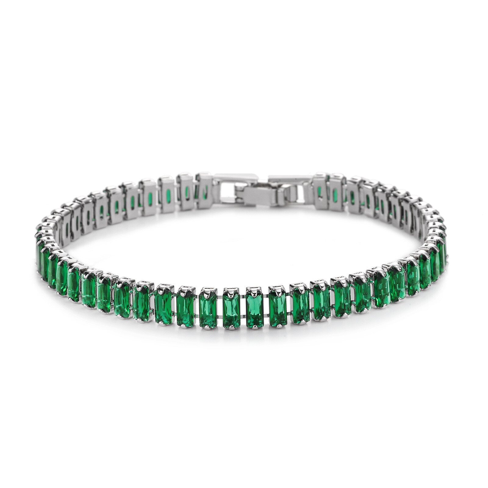 New Xmas Women Party Jewelry Green Citrine Gemstone Silver Bracelets Handchain