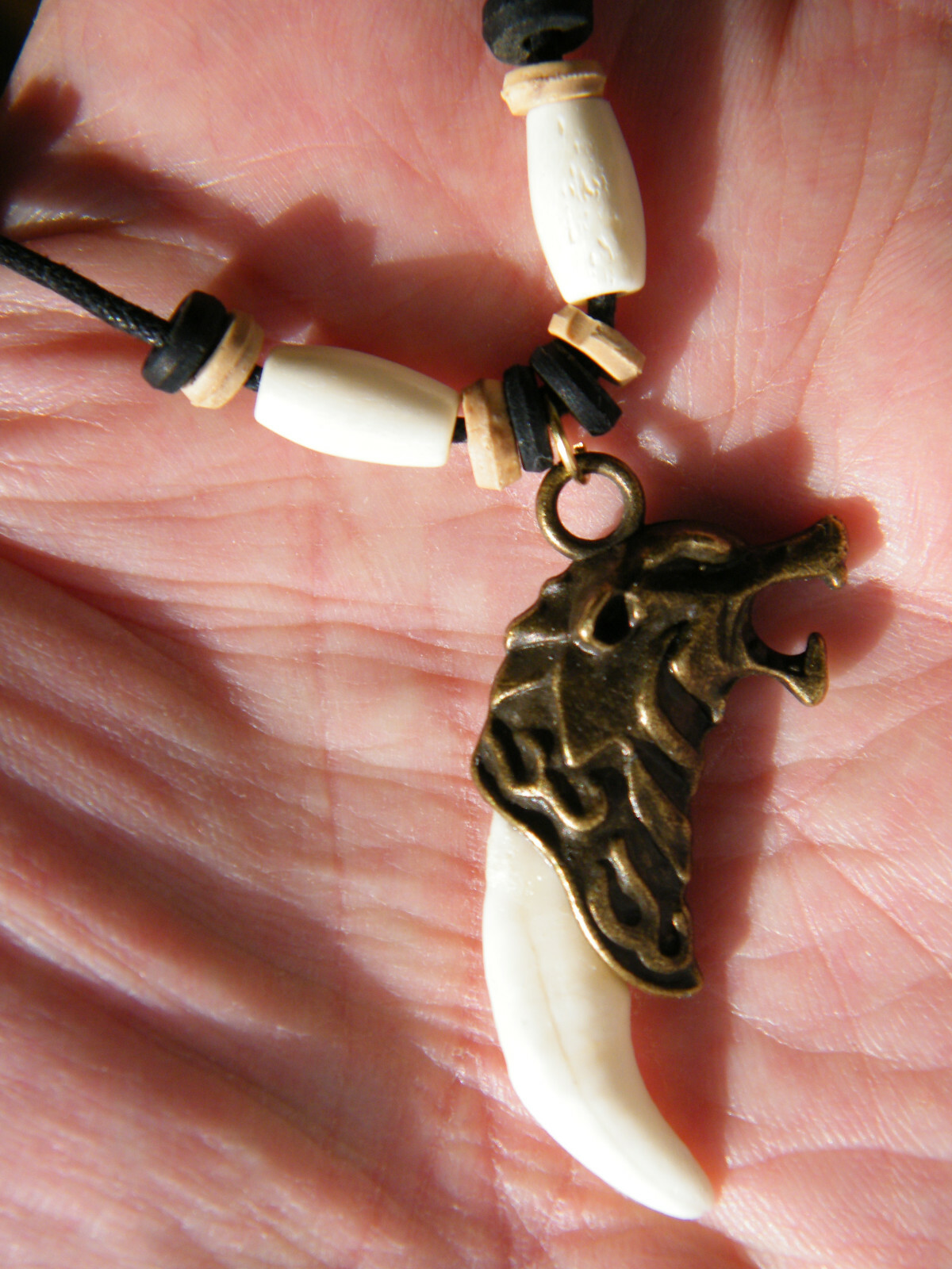 Coyote Necklace WHITE Teeth Real Coyote Tooth Wolvves Head 16″-28″ Beads NEW!