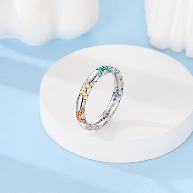 MULA New S925 Sterling Silver Finger Ring Colorful CZ Crossing For Women Jewelry