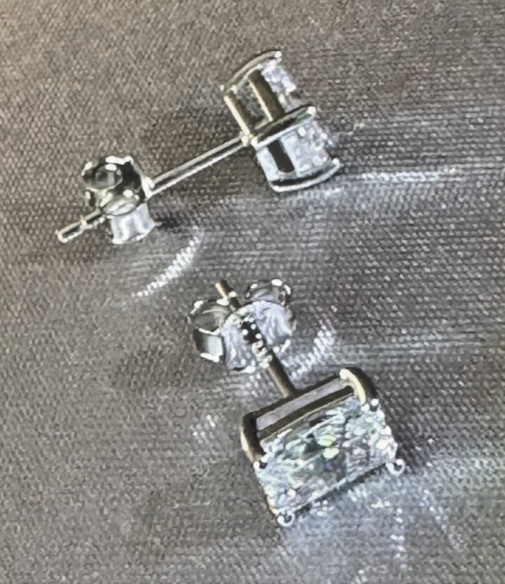 Modern Gents Mini Princess Stud Earrings 925 Sterling Silver w/ Box & Pouch