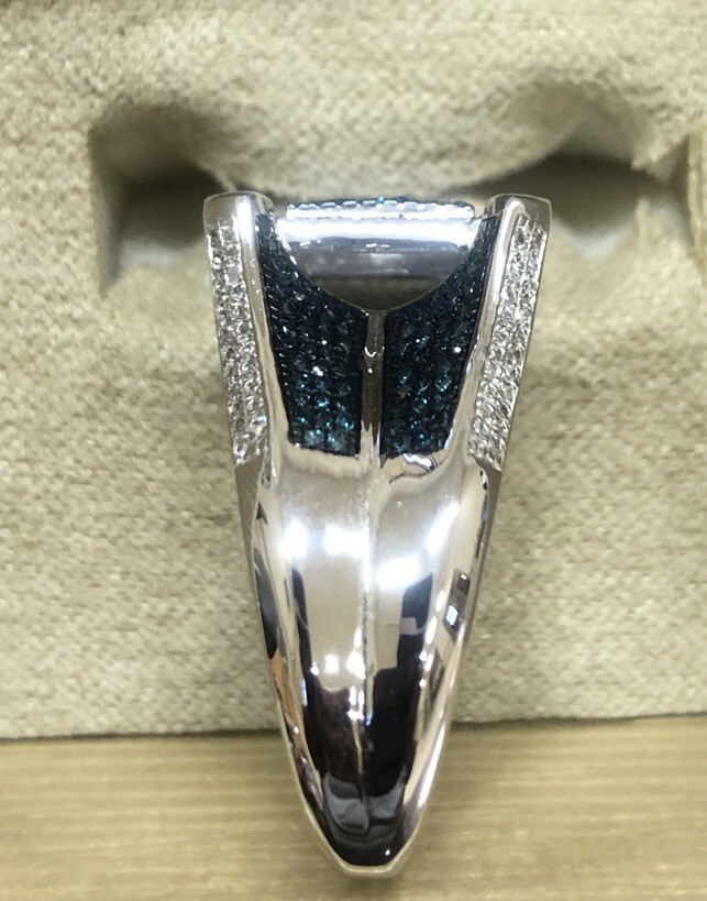 JTV Sterling Silver Blue Velvet Micropave Diamond Ring .50 CTW Size 9